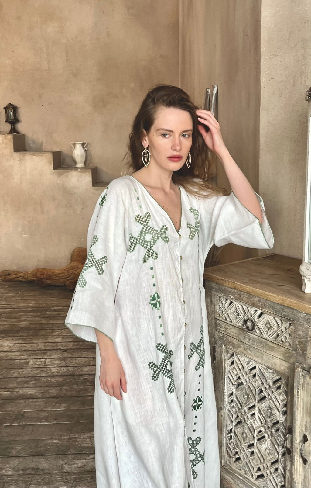 Mariam Dress – hand-embroidered linen and silk by Mairik, view 6